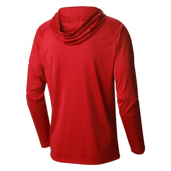 Detroit Pistons Columbia Red Terminal Tackle Long Sleeve Hoodie T-Shirt