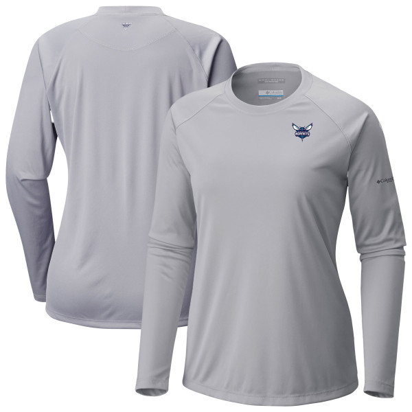 Женская футболка с длинным рукавом Charlotte Hornets Columbia Gray Tidal Tee II