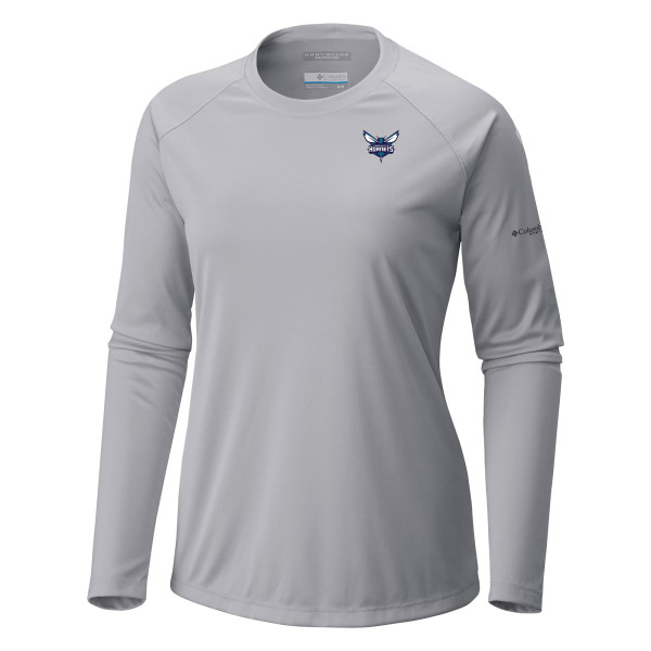 Женская футболка с длинным рукавом Charlotte Hornets Columbia Gray Tidal Tee II