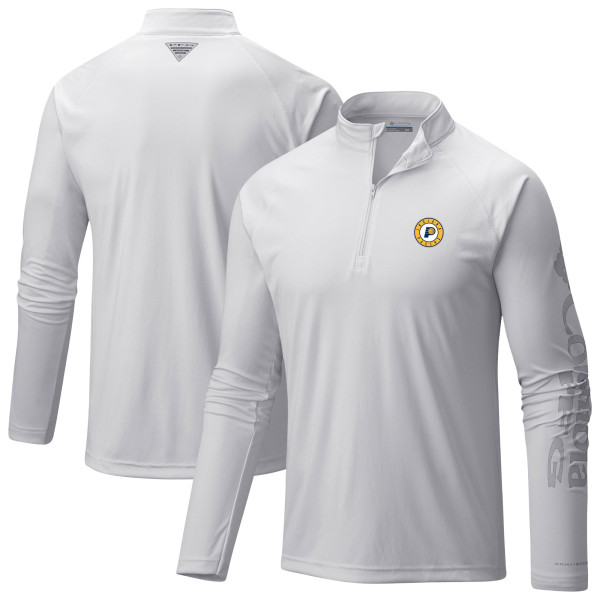 Indiana Pacers Columbia White PFG Terminal Tackle Quarter-Zip Top