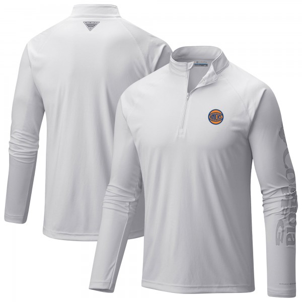New York Knicks Columbia White PFG Terminal Tackle Quarter-Zip Top
