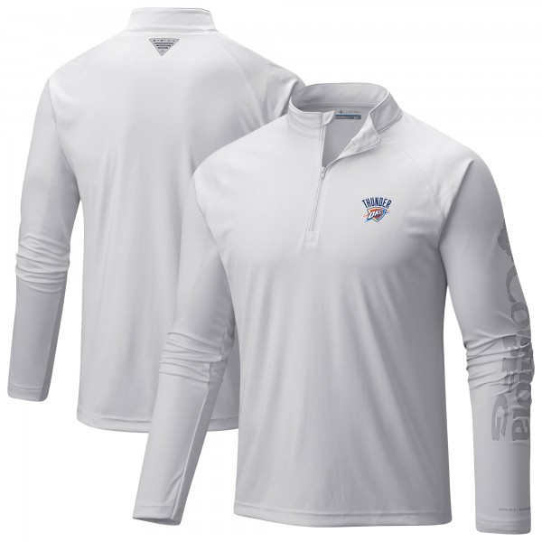 Oklahoma City Thunder Columbia White PFG Terminal Tackle Quarter-Zip Top