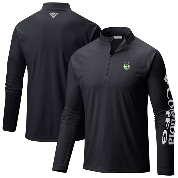 Milwaukee Bucks Columbia Black PFG Terminal Tackle Quarter-Zip Top