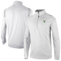 Milwaukee Bucks Columbia White Oakland Downs Omni-Wick Quarter-Zip Top