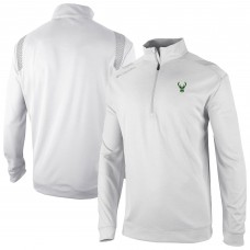 Milwaukee Bucks Columbia White Oakland Downs Omni-Wick Quarter-Zip Top