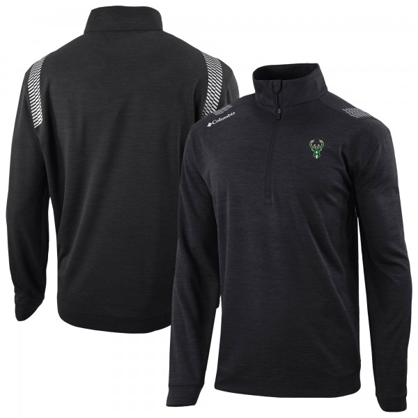 Milwaukee Bucks Columbia Black Oakland Downs Omni-Wick Quarter-Zip Top