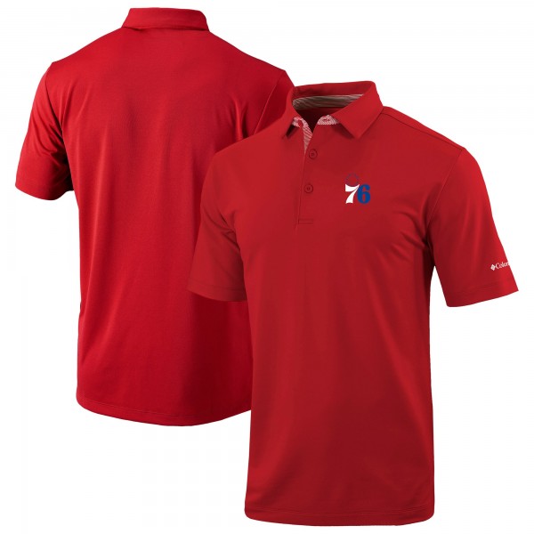 Philadelphia 76ers Columbia Red Omni-Wick Even Lie Polo