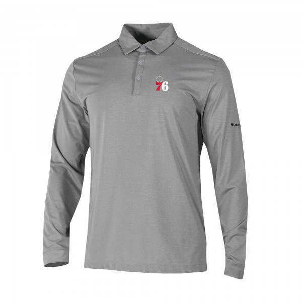 Philadelphia 76ers Columbia Gray Omni-Wick Pin High Long Sleeve Polo