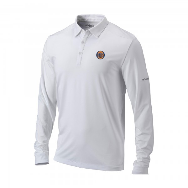 New York Knicks Columbia White Omni-Wick Pin High Long Sleeve Polo
