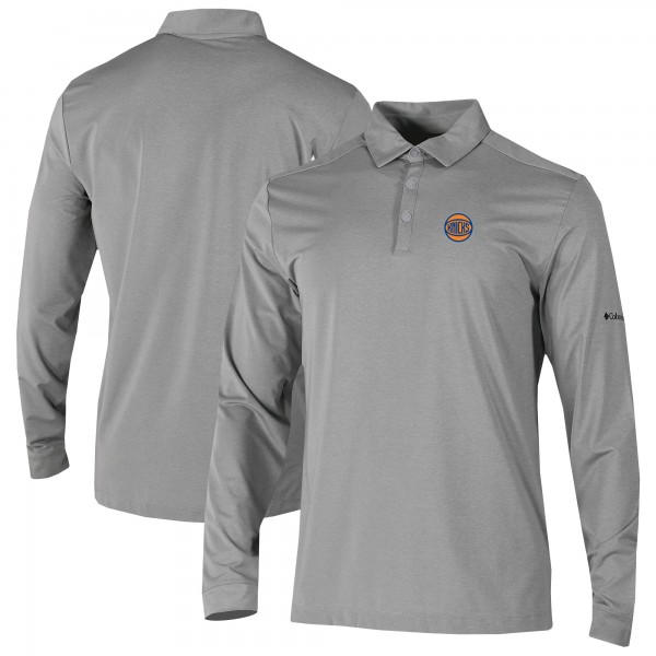 New York Knicks Columbia Gray Omni-Wick Pin High Long Sleeve Polo