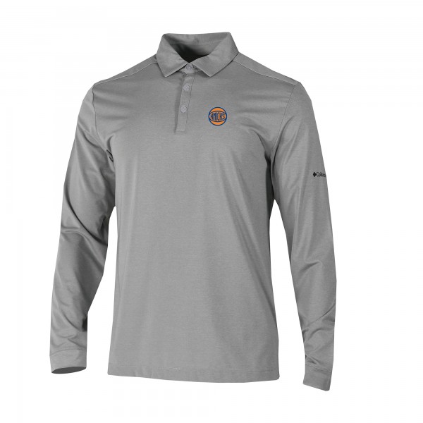 New York Knicks Columbia Gray Omni-Wick Pin High Long Sleeve Polo