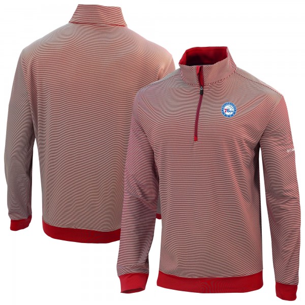 Philadelphia 76ers Columbia Red Omni-Wick Even Lie Quarter-Zip Top