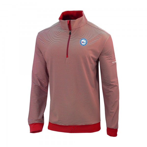 Philadelphia 76ers Columbia Red Omni-Wick Even Lie Quarter-Zip Top