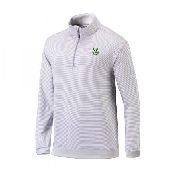 Milwaukee Bucks Columbia Gray/White Omni-Wick Even Lie Quarter-Zip Top