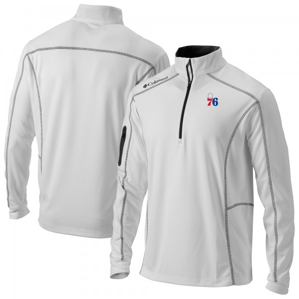Philadelphia 76ers Columbia White Omni-Wick Shotgun Quarter-Zip Jacket