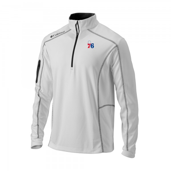 Philadelphia 76ers Columbia White Omni-Wick Shotgun Quarter-Zip Jacket