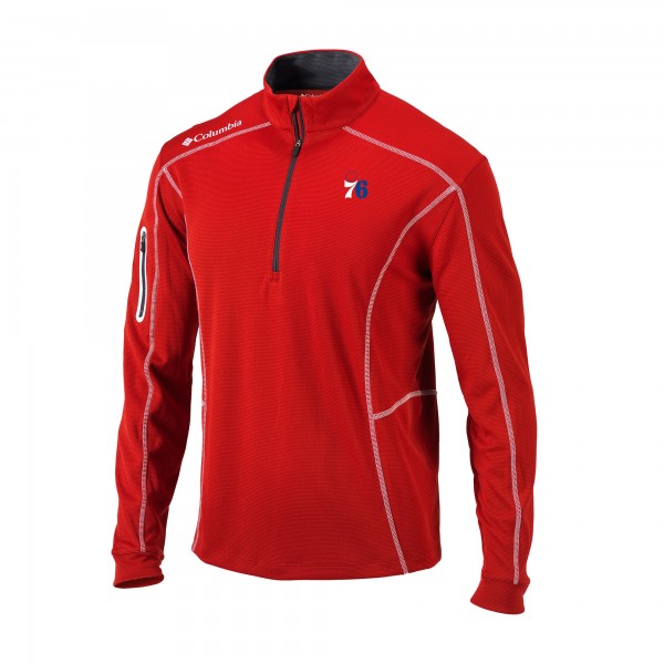 Philadelphia 76ers Columbia Red Omni-Wick Shotgun Quarter-Zip Jacket