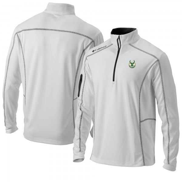 Milwaukee Bucks Columbia White Omni-Wick Shotgun Quarter-Zip Jacket