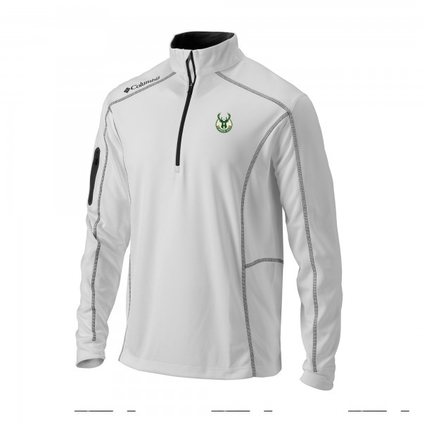 Milwaukee Bucks Columbia White Omni-Wick Shotgun Quarter-Zip Jacket
