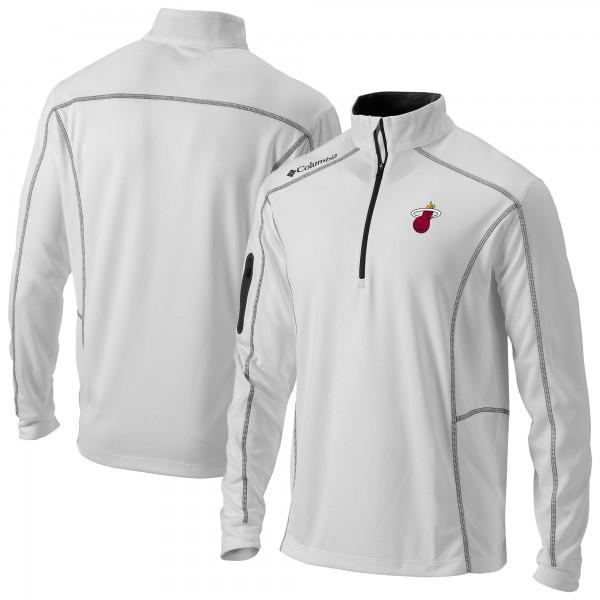 Miami Heat Columbia White Omni-Wick Shotgun Quarter-Zip Jacket