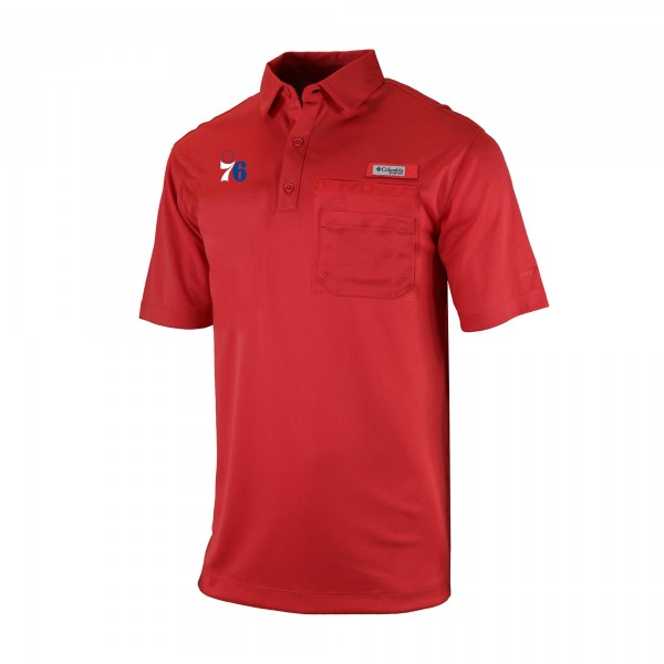 Philadelphia 76ers Columbia Red Omni-Wick Flycaster Pocket Polo