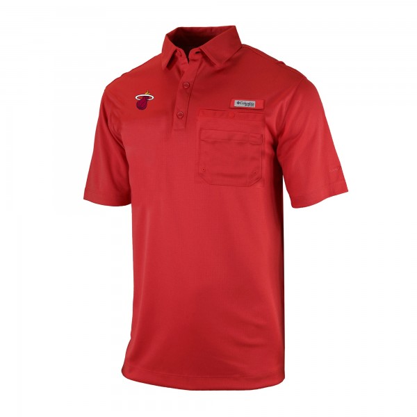 Miami Heat Columbia Red Omni-Wick Flycaster Pocket Polo