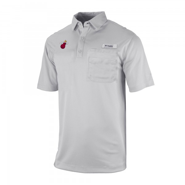 Поло Miami Heat Columbia Gray Omni-Wick Flycaster Pocket