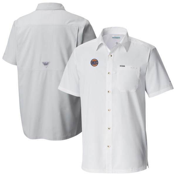 New York Knicks Columbia White Slack Tide Camp Button-Up Shirt