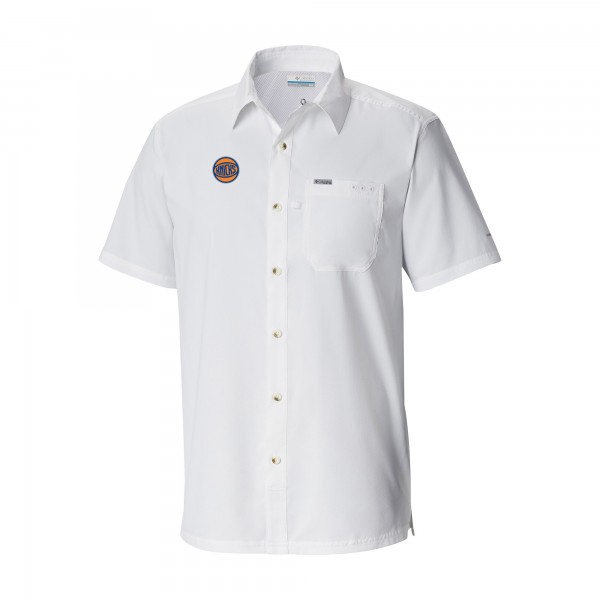 New York Knicks Columbia White Slack Tide Camp Button-Up Shirt