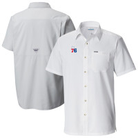 Philadelphia 76ers Columbia White Slack Tide Camp Button-Up Shirt