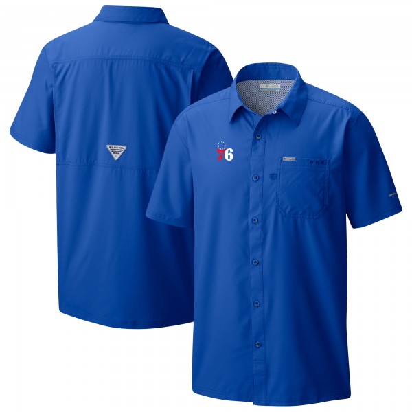 Philadelphia 76ers Columbia Blue Slack Tide Camp Button-Up Shirt
