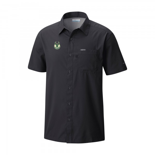Milwaukee Bucks Columbia Black Slack Tide Camp Button-Up Shirt