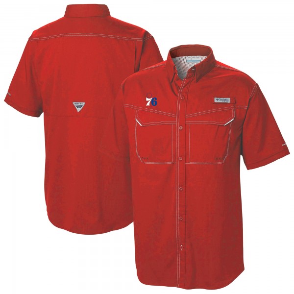 Philadelphia 76ers Columbia Red Omni-Wick Low Drag Offshore Button-Up Shirt