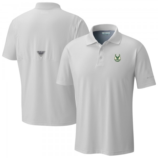 Milwaukee Bucks Columbia White Low Drag Offshore Polo