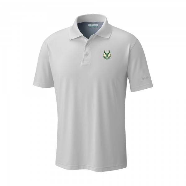 Milwaukee Bucks Columbia White Low Drag Offshore Polo