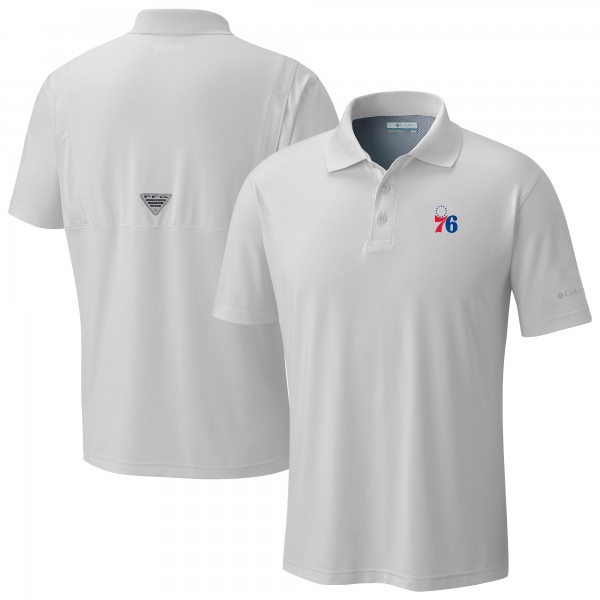Philadelphia 76ers Columbia White Low Drag Offshore Polo