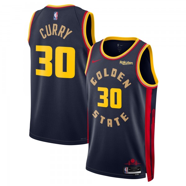 Игровая джерси Stephen Curry Golden State Warriors Nike Youth 2024/25 Swingman Badge Player - City Edition - Navy