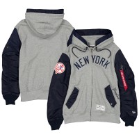 Толстовка на молнии New York Yankees New Era x Alpha Industries Heather Gray/Navy Jacket