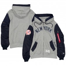 Толстовка на молнии New York Yankees New Era x Alpha Industries Heather Gray/Navy Jacket