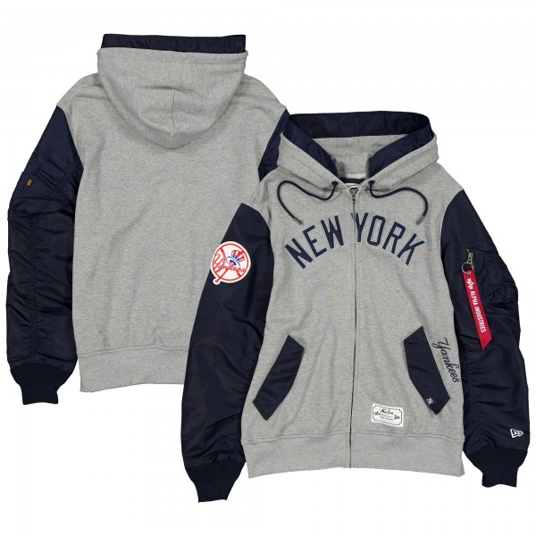 Толстовка на молнии New York Yankees New Era x Alpha Industries Heather Gray/Navy Jacket