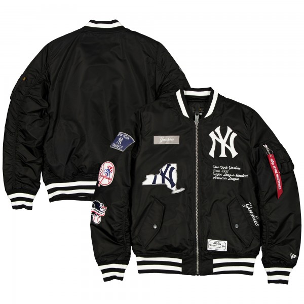 New York Yankees New Era x Alpha Industries Black Full-Zip Bomber Jacket