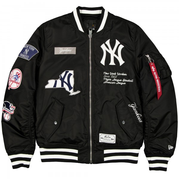 New York Yankees New Era x Alpha Industries Black Full-Zip Bomber Jacket