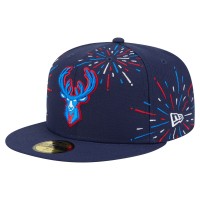 Бейсболка Milwaukee Bucks New Era Navy Americana Fireworks 59FIFTY