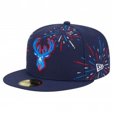 Бейсболка Milwaukee Bucks New Era Navy Americana Fireworks 59FIFTY