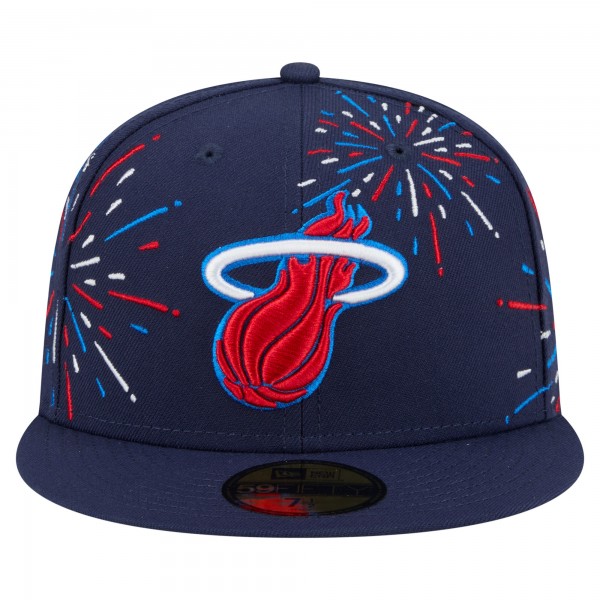 Бейсболка Miami Heat New Era Navy Americana Fireworks 59FIFTY