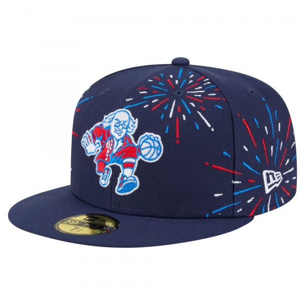 Бейсболка Philadelphia 76ers New Era Navy Americana Fireworks 59FIFTY
