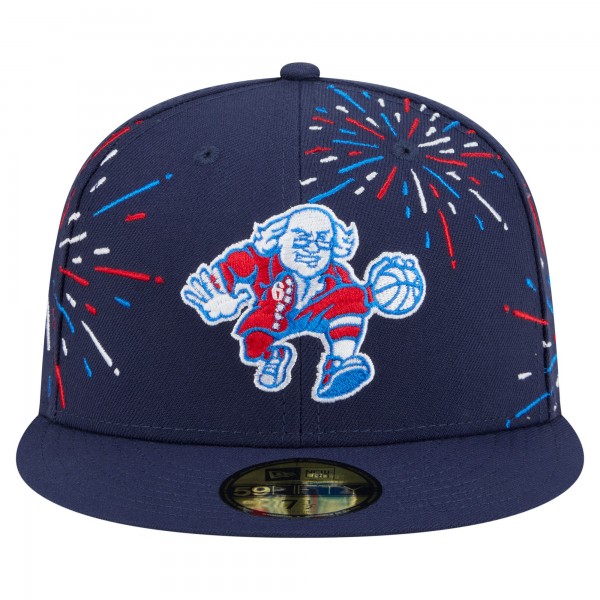 Бейсболка Philadelphia 76ers New Era Navy Americana Fireworks 59FIFTY