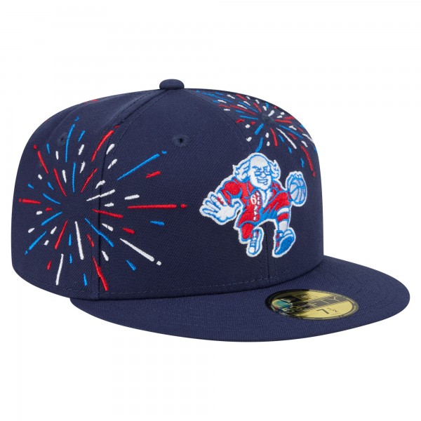 Бейсболка Philadelphia 76ers New Era Navy Americana Fireworks 59FIFTY