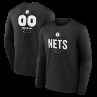 Именная футболка с длинным рукавом Brooklyn Nets Black Midfielder