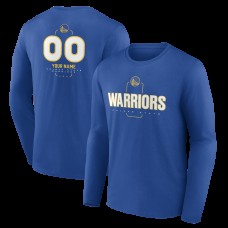 Golden State Warriors Royal Personalized Name & Number Midfielder Long Sleeve T-Shirt